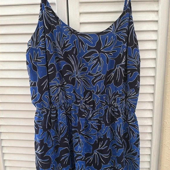 Michael Kors Blue/Black Palm Tree Print Floral Tiered Maxi DressSz. Xl - Picture 3 of 9